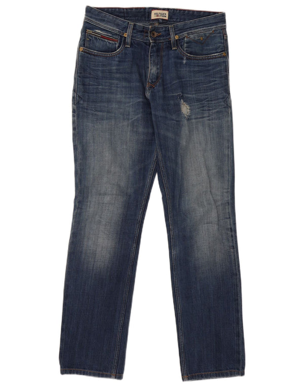 TOMMY HILFIGER Męskie proste dżinsy w trudnej sytuacji W30 L32 Niebieska bawełna