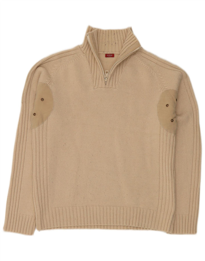 Męski sweter GUESS z zamkiem błyskawicznym XL, beżowy