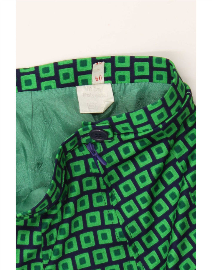 Vintage damska spódnica w kształcie litery A EU 40 Medium W28 Zielony geometryczny poliester