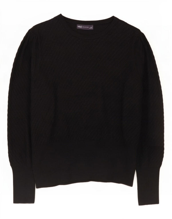 Marks & Spencer Damski sweter z dekoltem w łódkę UK 14 Średni czarny wiskoza
