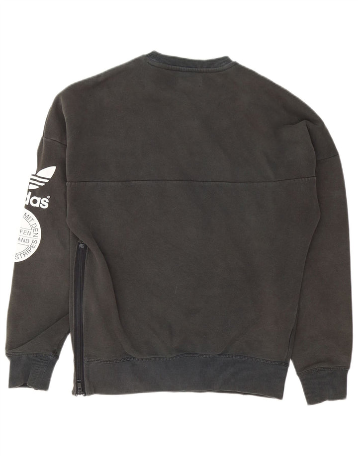Adidas Męska bluza z grafiką, mała, szara, bawełniana