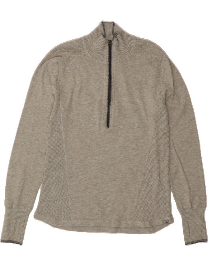 EDDIE BAUER Womens Zip Neck Jumper Sweater UK 14 Large Grey Polyester Vintage Eddie Bauer and Second-Hand Eddie Bauer from Messina Hembry 