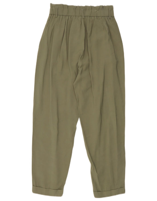 Damskie, przycięte spodnie Zara, małe W27 L25 Khaki, wiskoza
