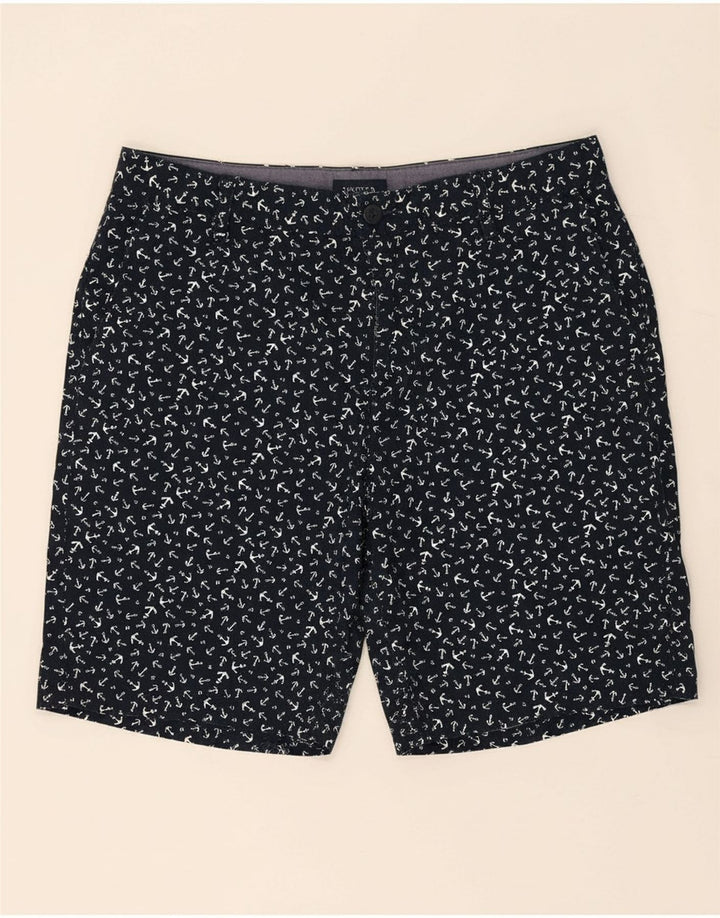 NAUTICA Mens Chino Shorts W33 Medium  Navy Blue Spotted Cotton