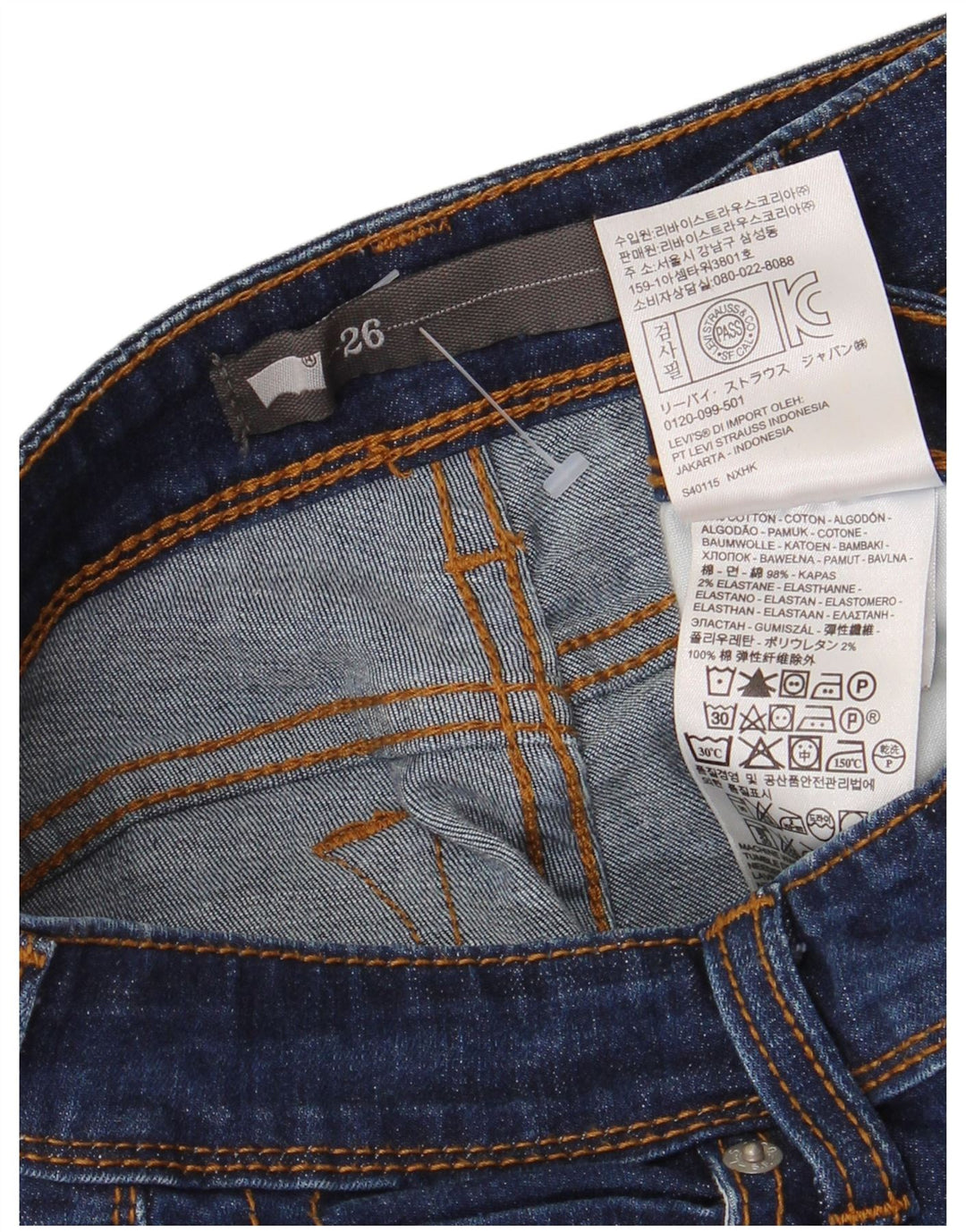 Damskie jeansy Capri Levi's W26 L21 Granatowe bawełniane