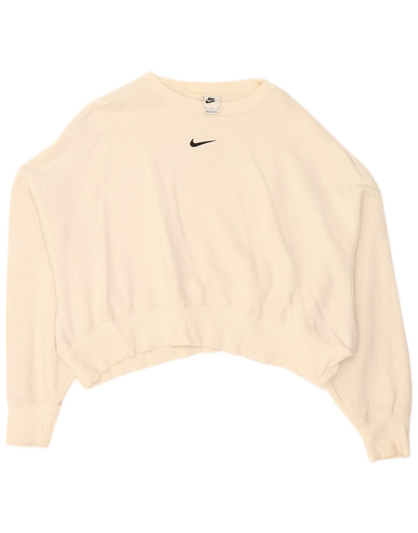 Damska bluza dresowa Nike Crop Oversize UK 14, średnia biała bawełna