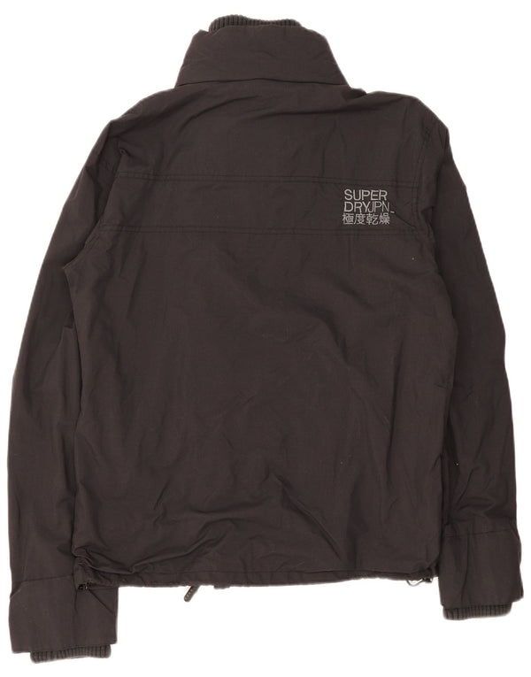 Damska kurtka przeciwdeszczowa Superdry UK 16, duża, czarna nylonowa