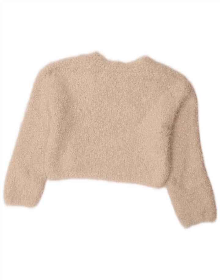 Damski sweter Zara z okrągłym dekoltem, UK 10, mały, biały poliester