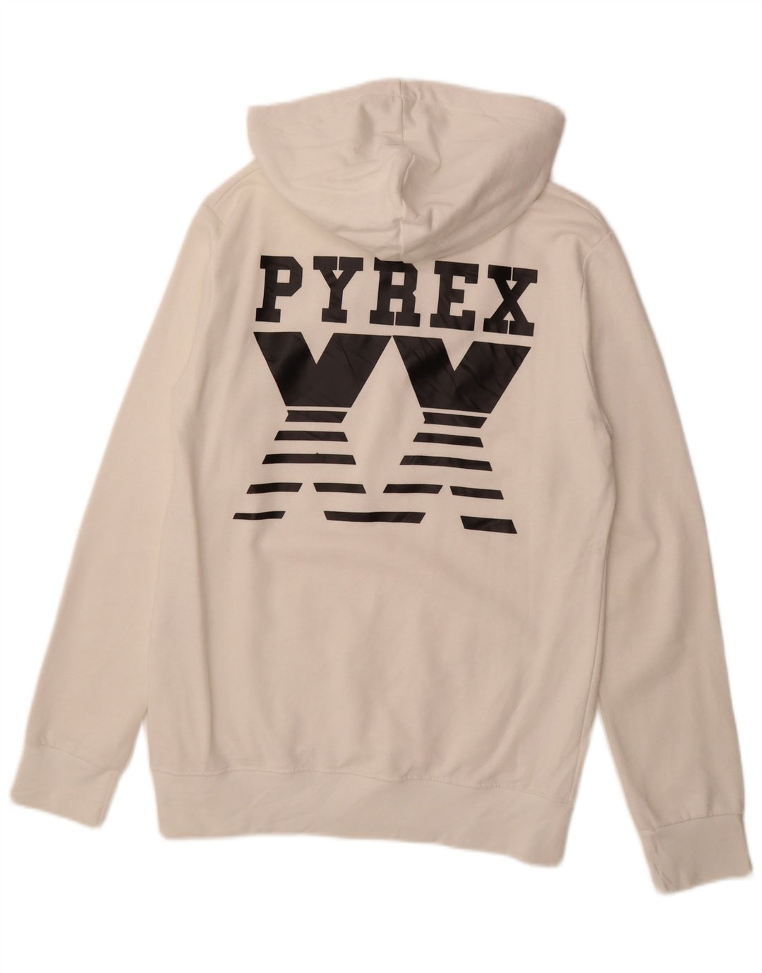 PYREX Mens Graphic Hoodie Jumper Small White Cotton Vintage Pyrex and Second-Hand Pyrex from Messina Hembry 