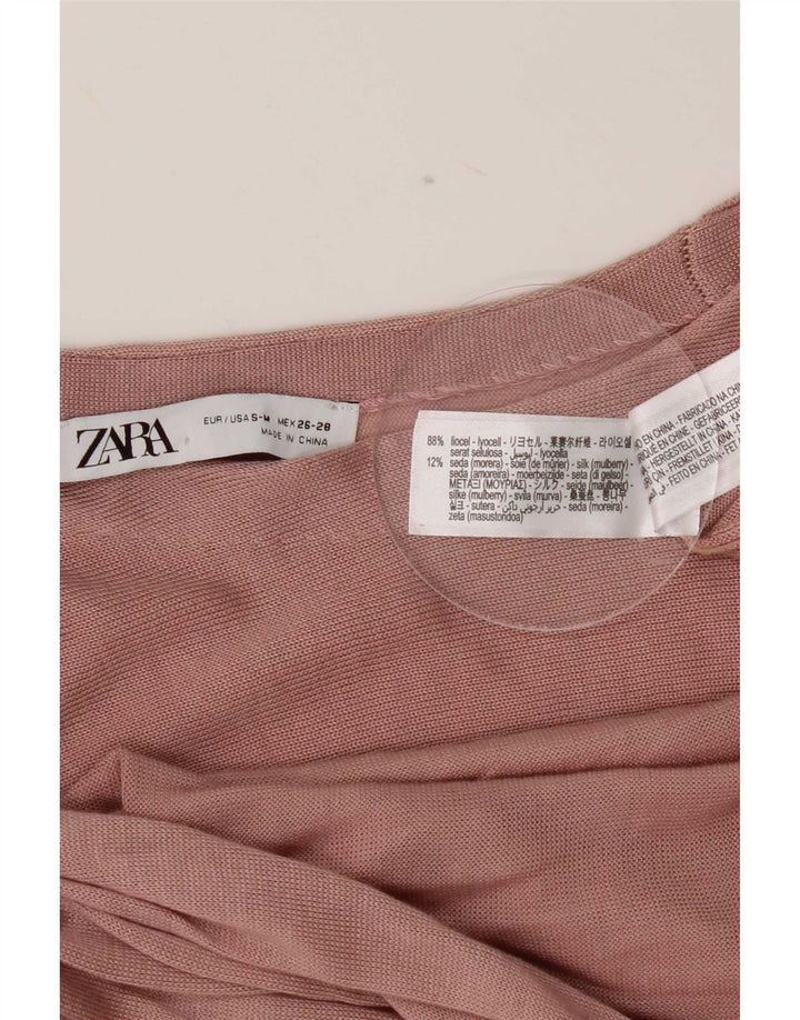 Damski top oversize z długim rękawem Zara UK 10 Small Pink Lyocell