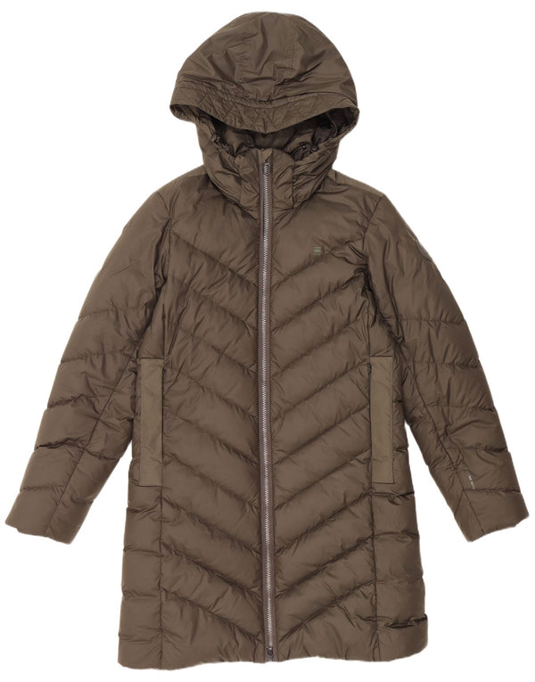 Damski ocieplany płaszcz z kapturem G-STAR UK 14, średni poliester khaki