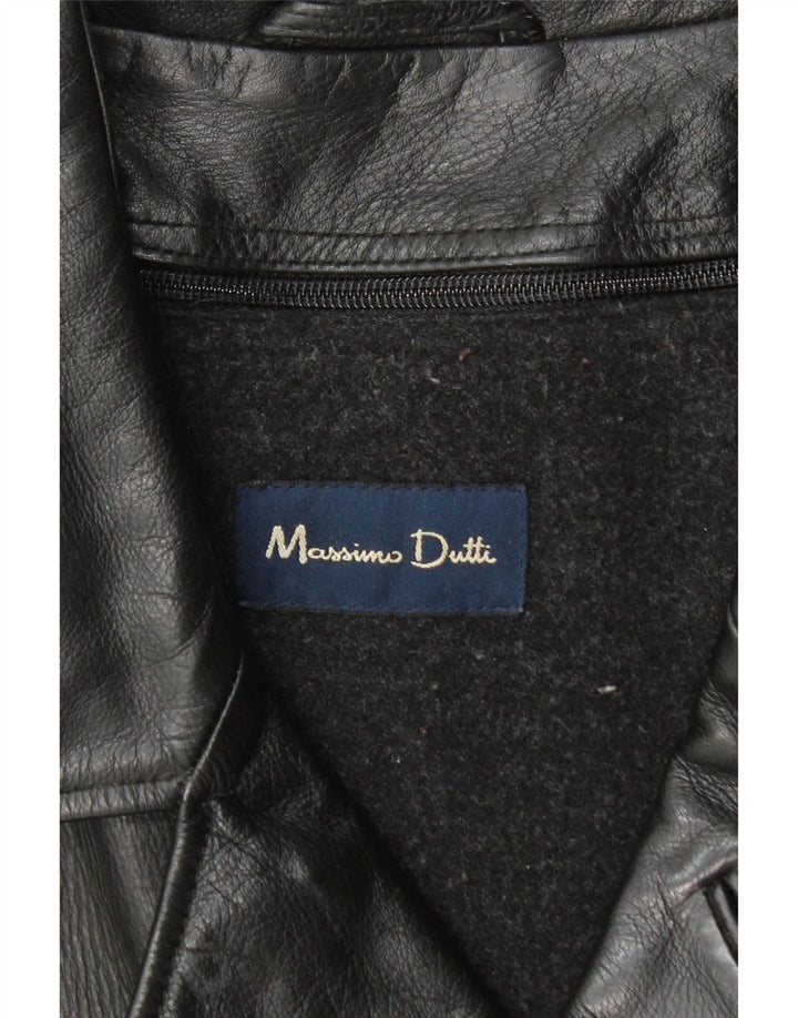 Męski płaszcz skórzany Massimo Dutti UK 40, duży, czarny