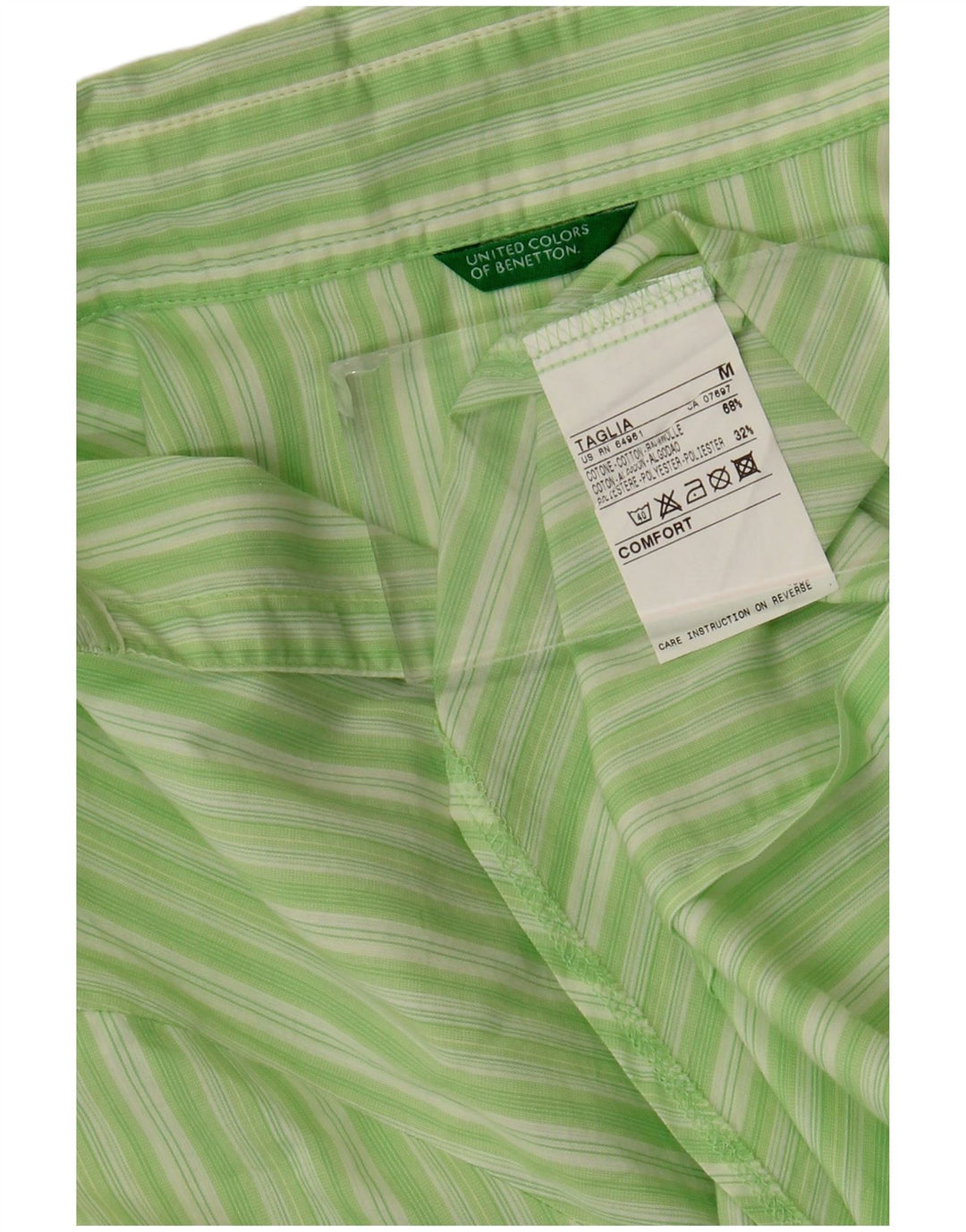 Koszula damska BENETTON UK 12, bawełniana w średnie zielone paski