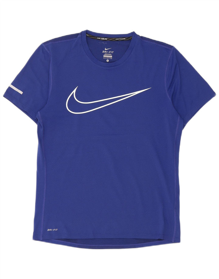 Męski T-shirt z grafiką Nike Dri Fit, mały, niebieski poliester