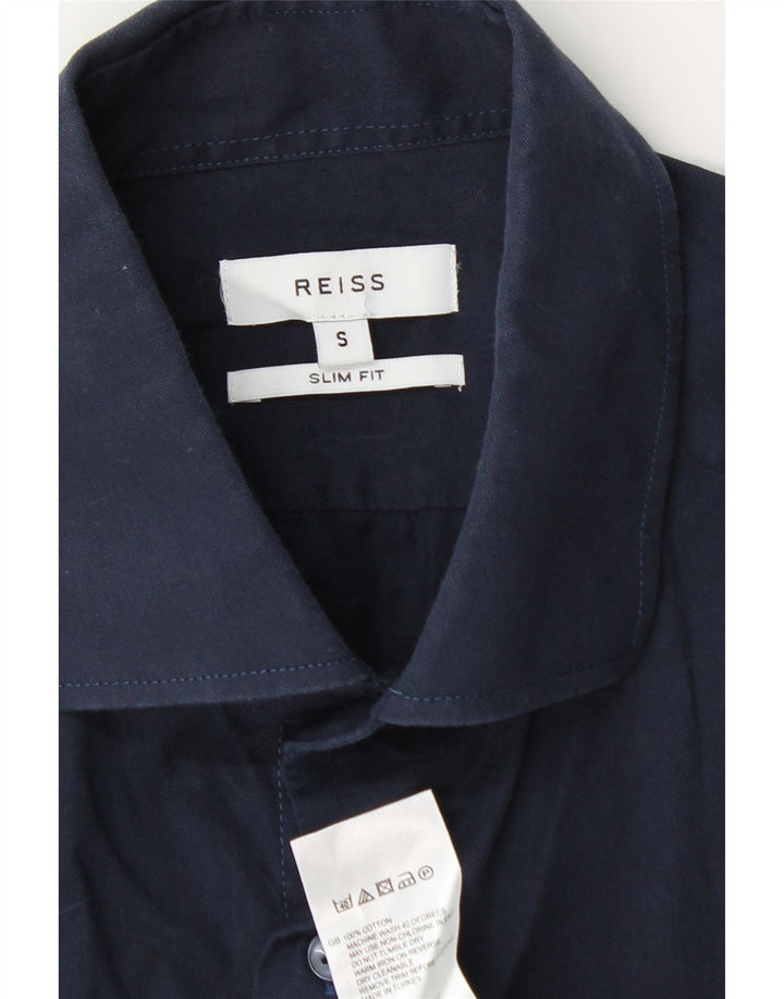 Koszula męska slim fit REISS, mała, granatowa, bawełniana