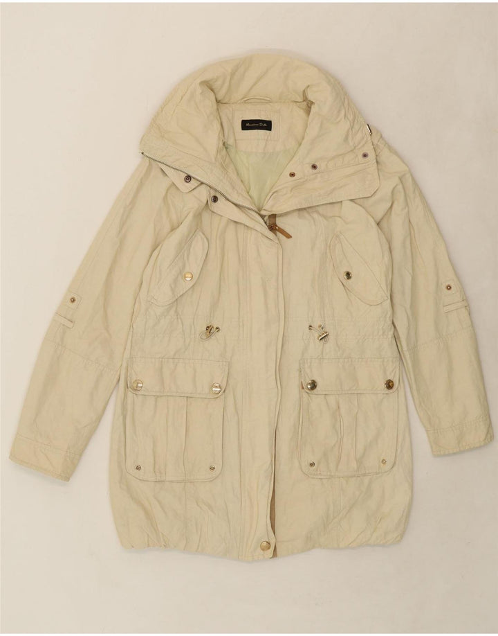MASSIMO DUTTI Womens Hooded Utility Jacket UK 14 Medium Beige Cotton Vintage Massimo Dutti and Second-Hand Massimo Dutti from Messina Hembry 