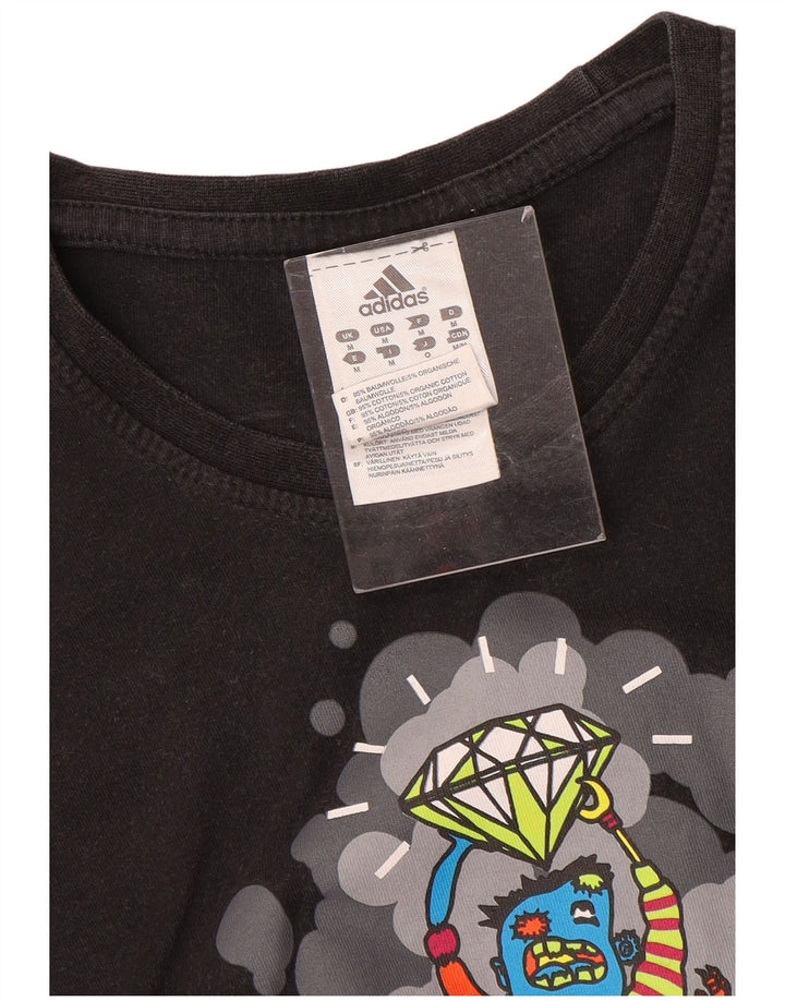 Męska koszulka z grafiką Adidas, średnia, czarna bawełna