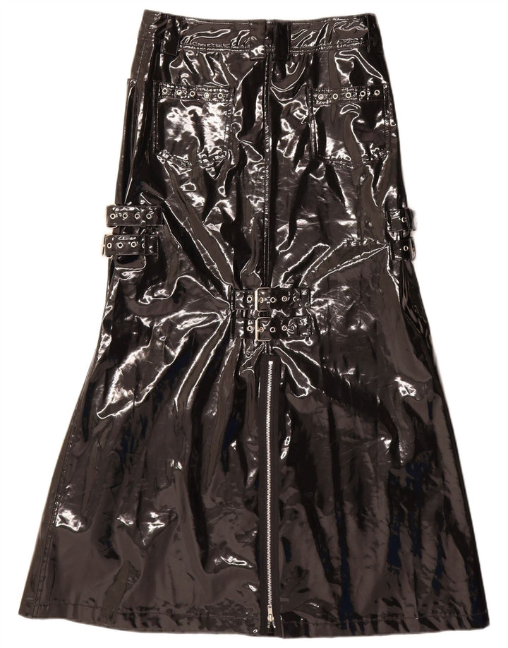 QUEEN OF DARKNESS Damska spódnica maxi o linii A, mała W28 Czarna gotycka