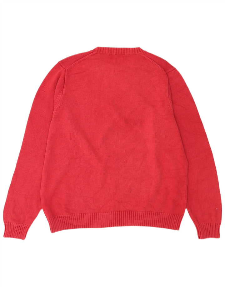 Męski sweter Marks & Spencer Blue Harbor z okrągłym dekoltem, średni czerwony