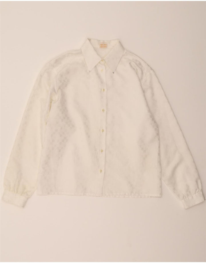 VINTAGE Womens Shirt EU 40 Medium White Geometric Vintage Vintage and Second-Hand Vintage from Messina Hembry 