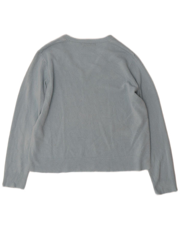 Marks & Spencer Damski sweter z dekoltem w kształcie litery V, UK 16, duży, turkusowy, akrylowy