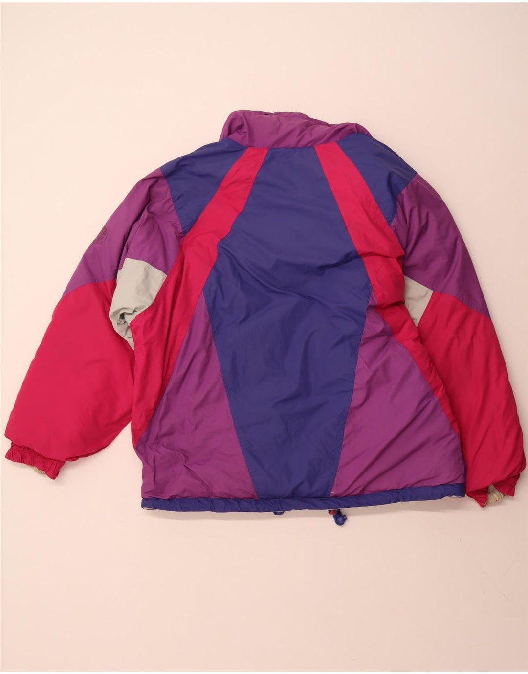 Damska dwustronna kurtka z kapturem VINTAGE, duży beżowy poliester w blokach kolorów