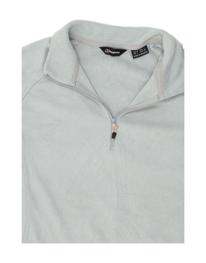 BERGHAUS Womens Zip Neck Fleece Jumper UK 14 Large  Grey Polyester Vintage Berghaus and Second-Hand Berghaus from Messina Hembry 