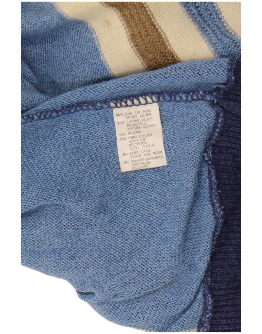 Sweter damski VINTAGE z dekoltem w łódkę UK 12, średnie, wielokolorowe paski