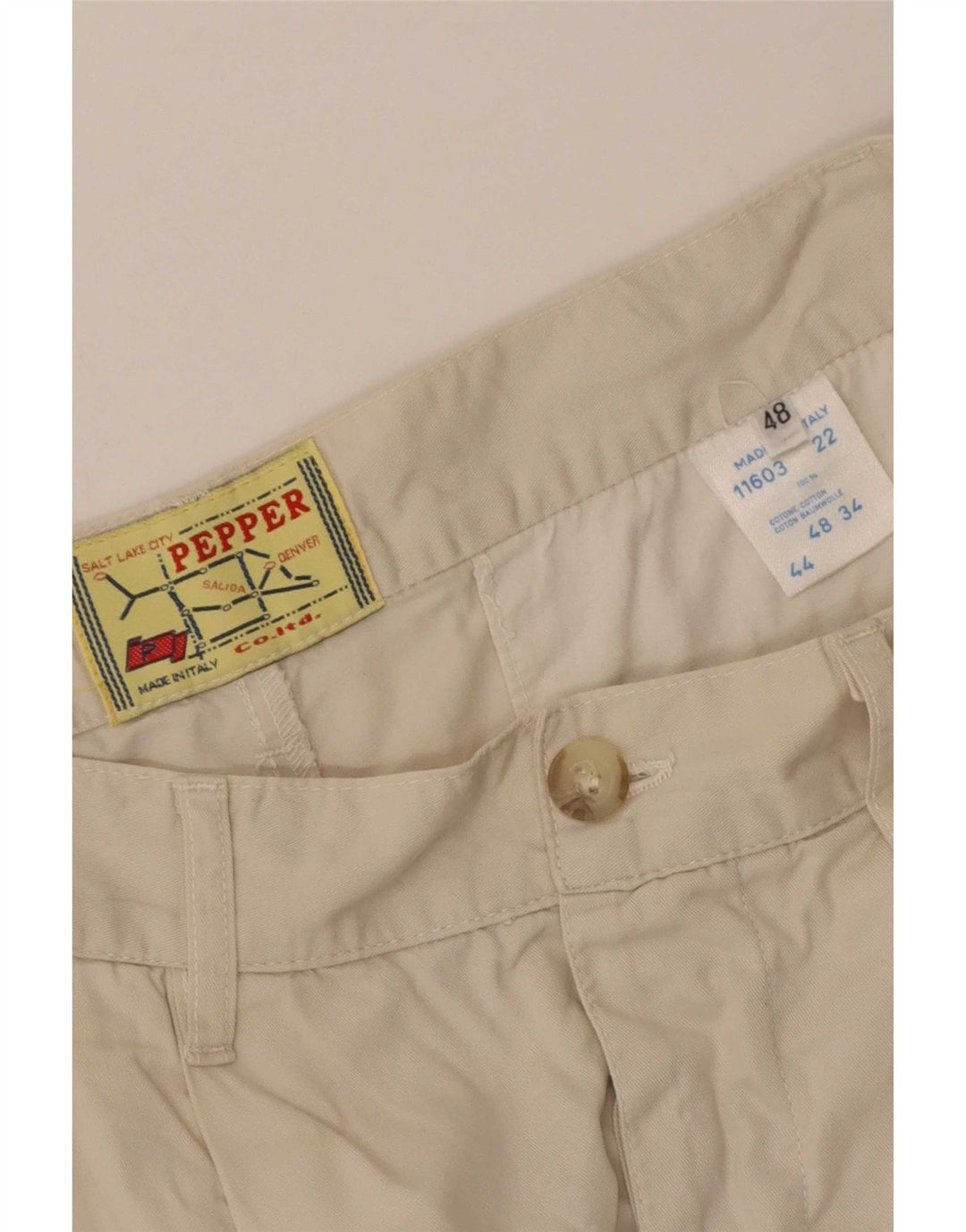 Męskie spodenki chino w stylu vintage IT 48 Medium W30, beżowa bawełna