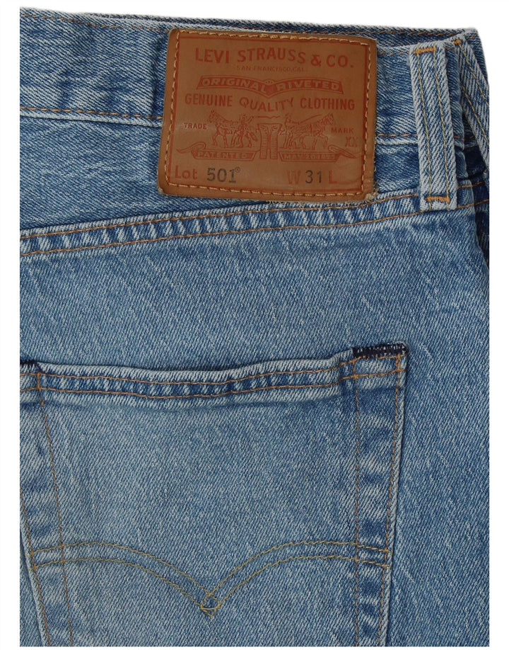 Męskie spodenki jeansowe LEVI'S 501 w trudnej sytuacji W31 Średnioniebieskie, bawełniane