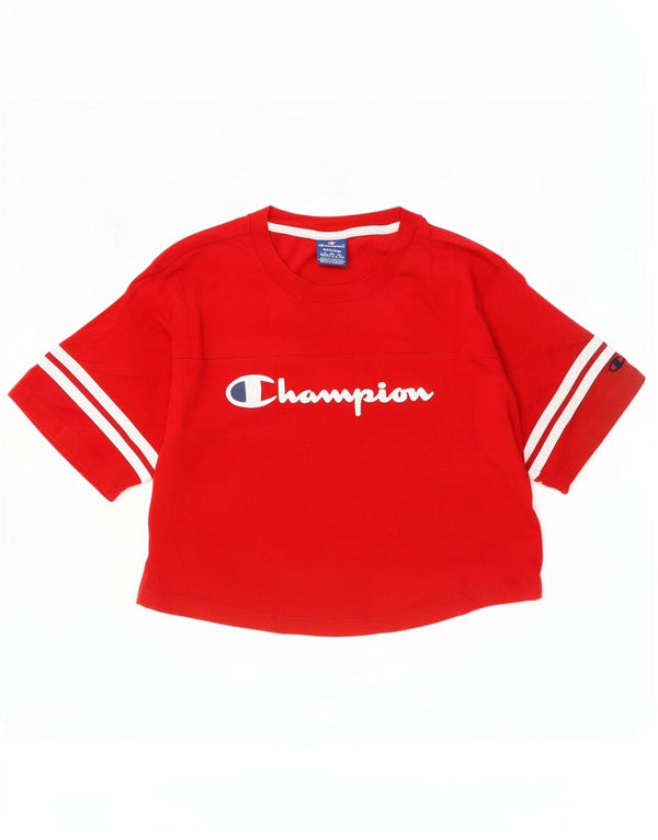 Damska koszulka Champion Crop Graphic Top UK 14 Średnia czerwona bawełna