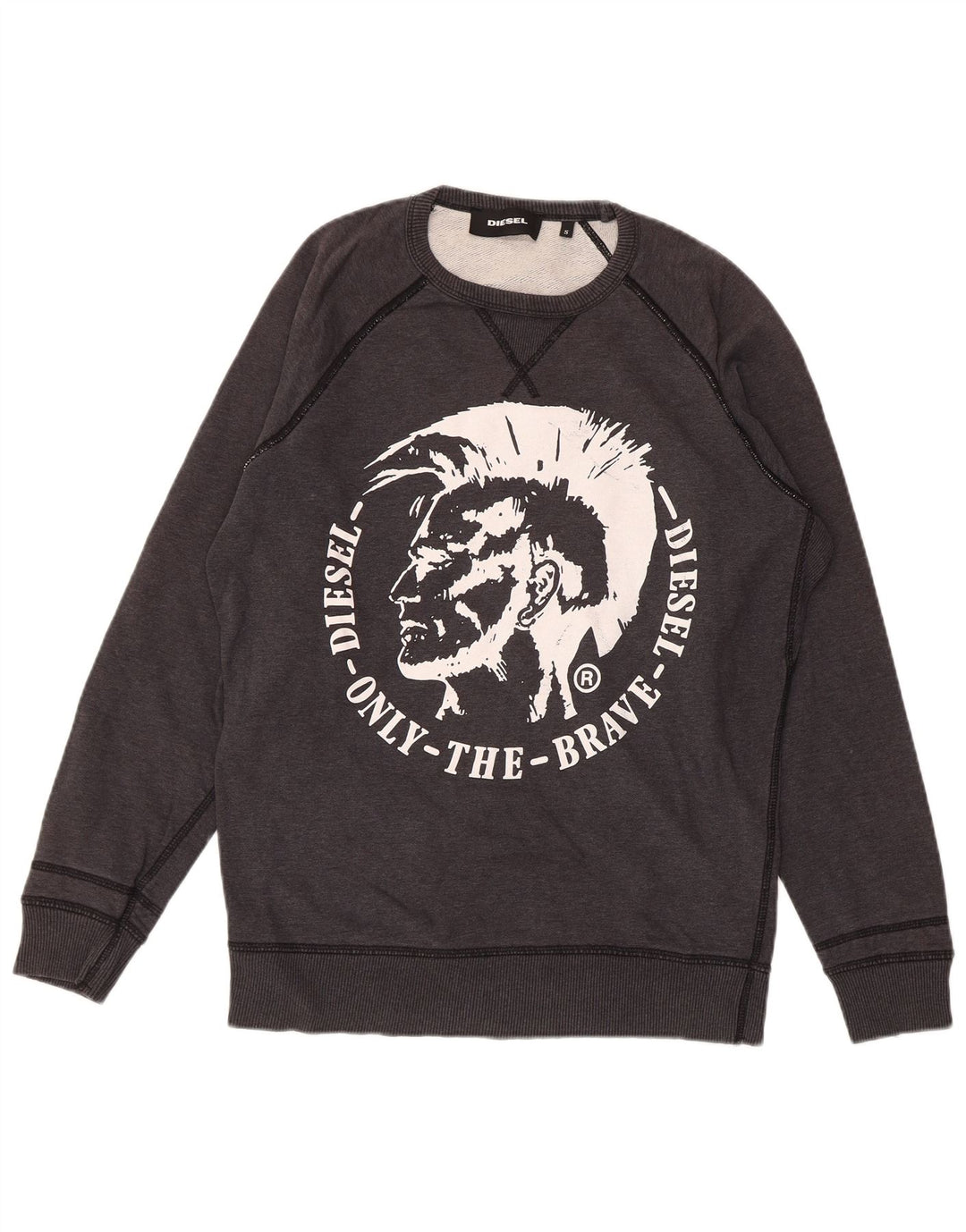 Męska bluza z grafiką DIESEL, mała, szara, bawełniana