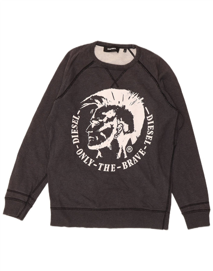 Męska bluza z grafiką DIESEL, mała, szara, bawełniana