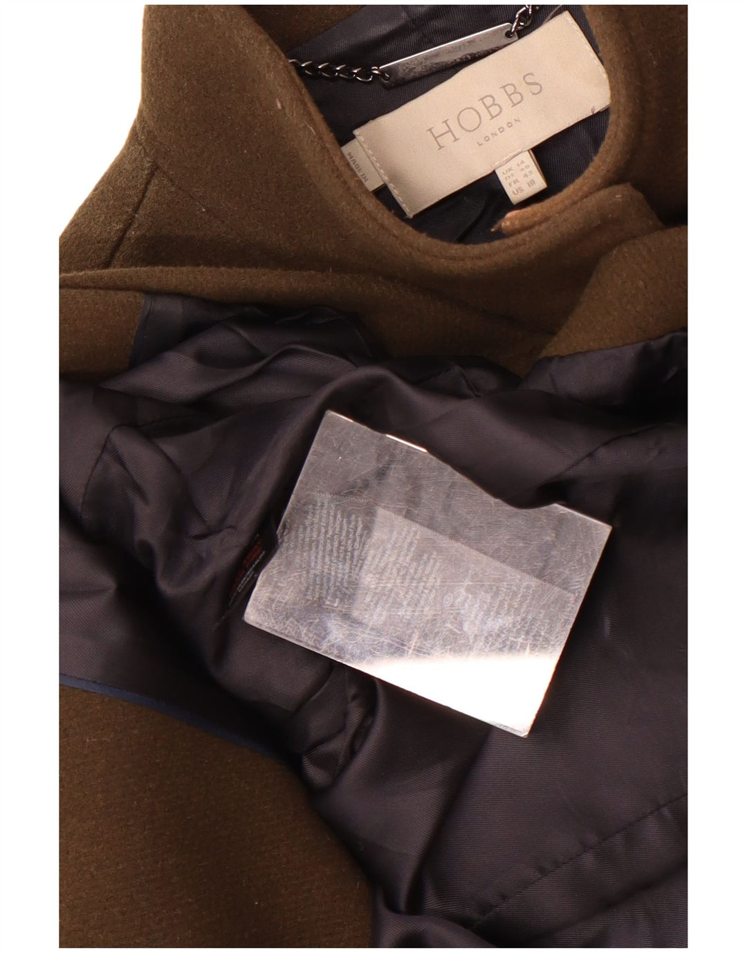 Płaszcz damski Hobbs UK 14, duża wełna khaki