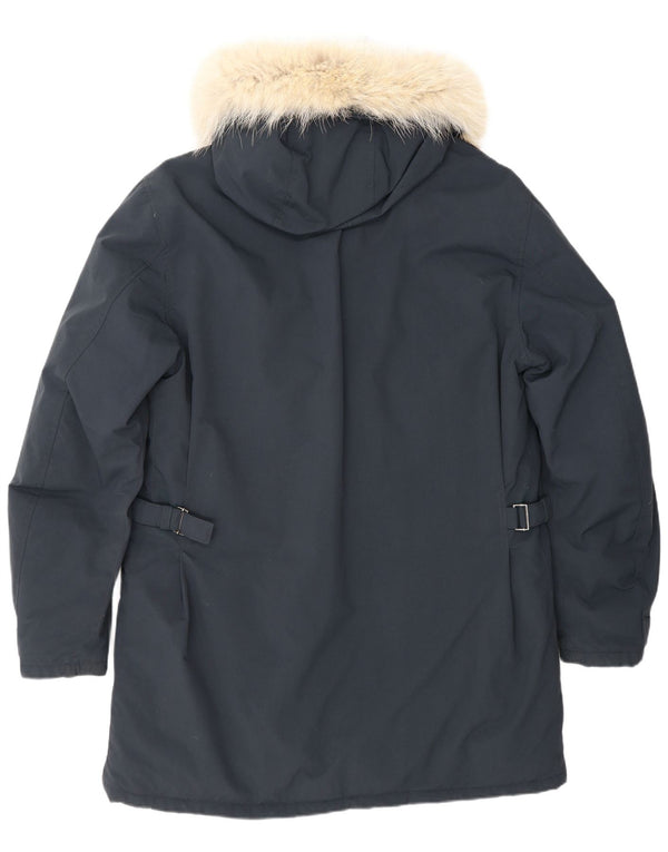 Męska kurtka parka z kapturem Belstaff UK 40, duża, granatowa, nylonowa