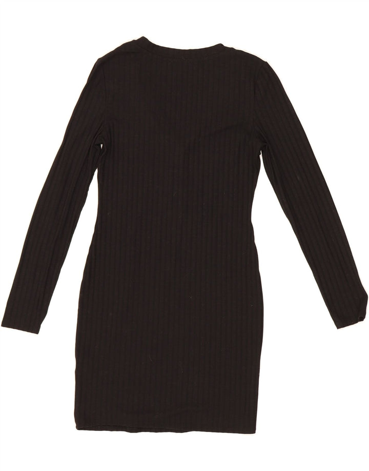 OVS Womens Long Sleeve Sheath Dress UK 12 Medium Black Striped Polyester Vintage OVS and Second-Hand OVS from Messina Hembry 