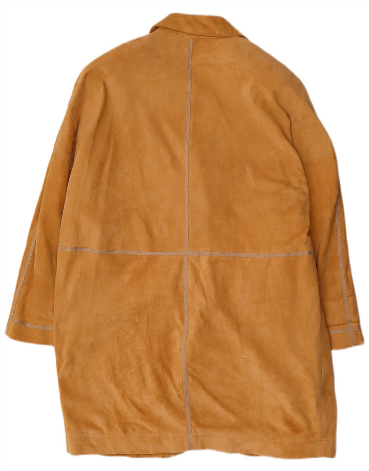 Damski płaszcz zamszowy oversize KEMPER EU 40, skóra w kolorze średniego brązu