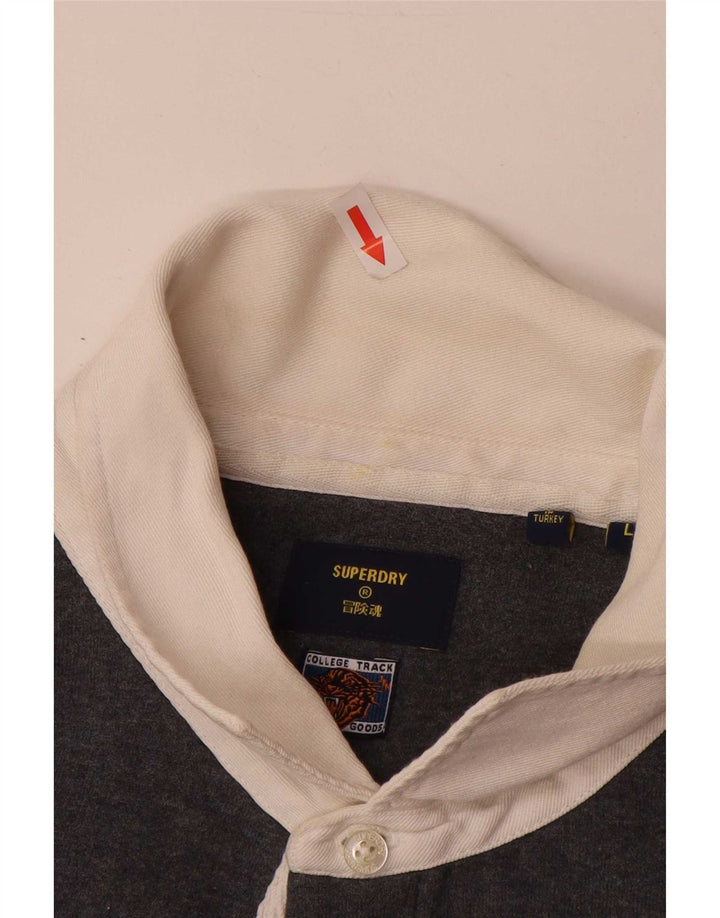 Męski sweter Superdry z golfem, duży, szary, bawełniany