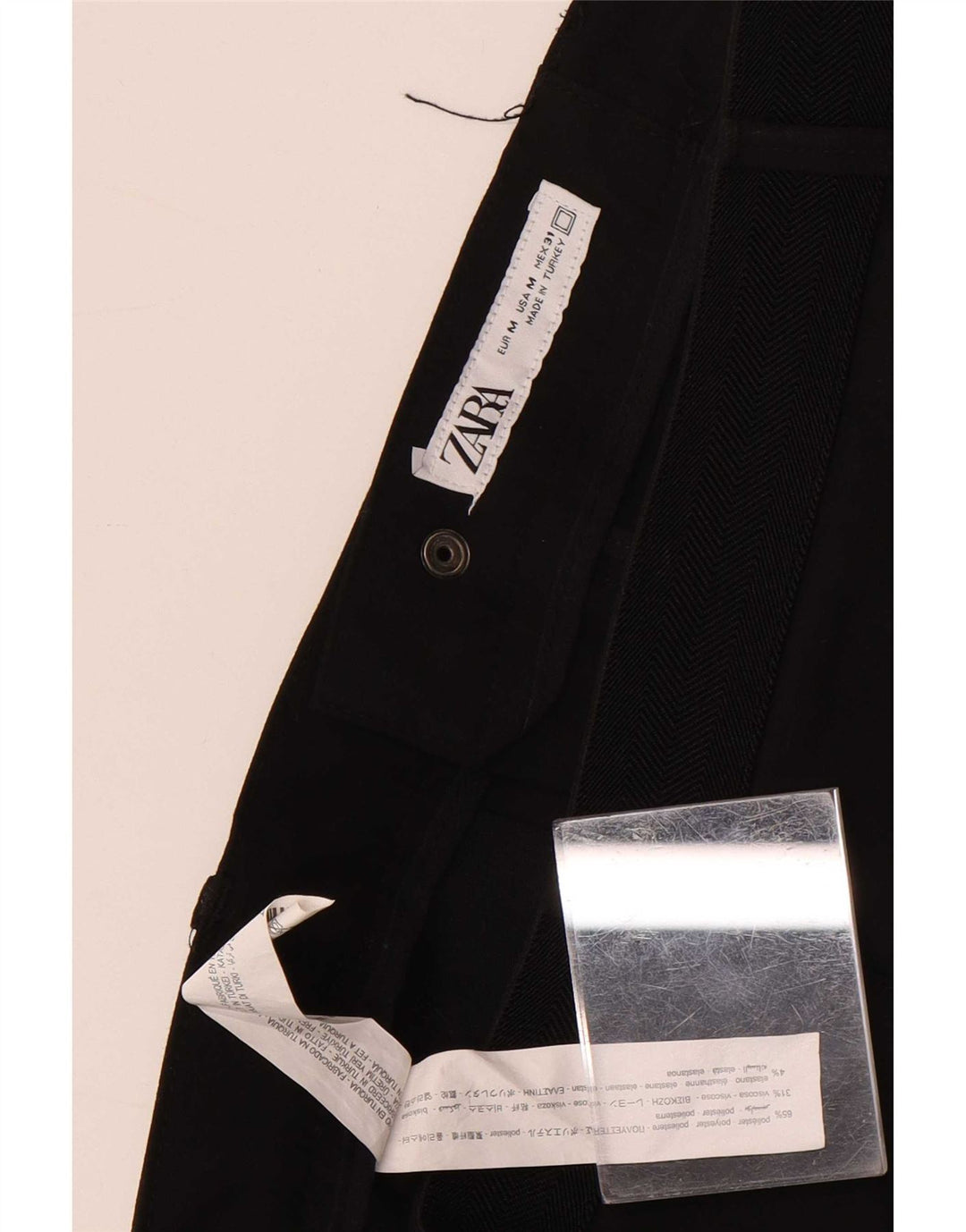 Męskie spodnie garniturowe Zara Slim Medium W31 L29 Czarny poliester