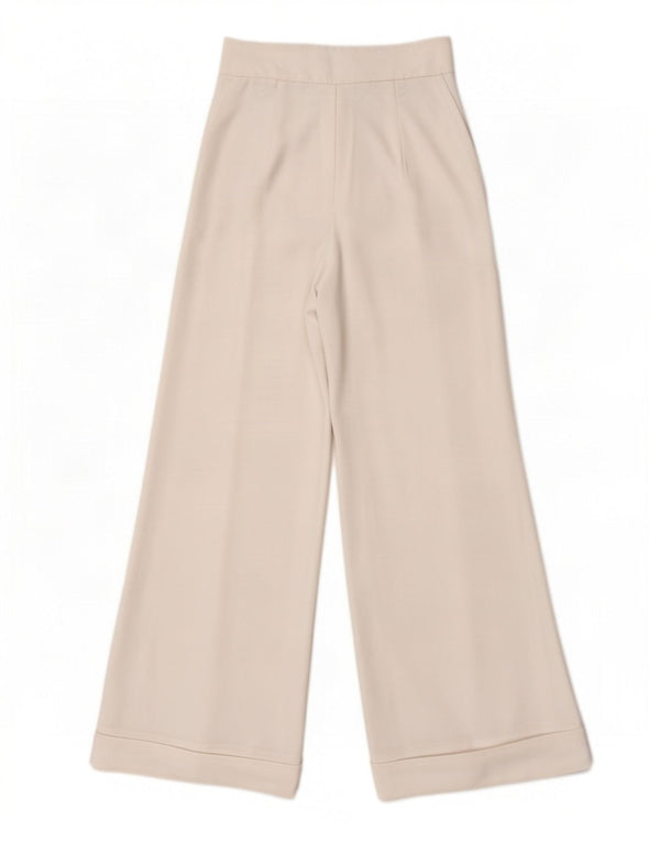 Damskie spodnie typu casual z wysokim stanem i szerokimi nogawkami Zara, małe W26 L30, białe