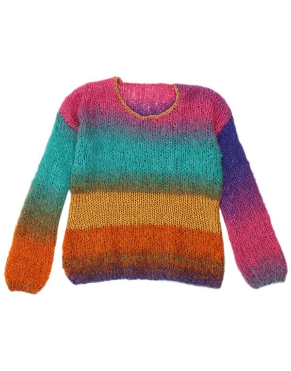 Sweter damski z okrągłym dekoltem w stylu vintage, UK 14, średnie, wielokolorowe paski