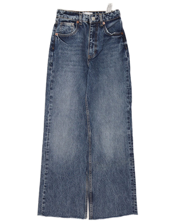 Damskie jeansy z szeroką nogawką Zara EU 34 2XS W24 L29 Niebieskie bawełniane