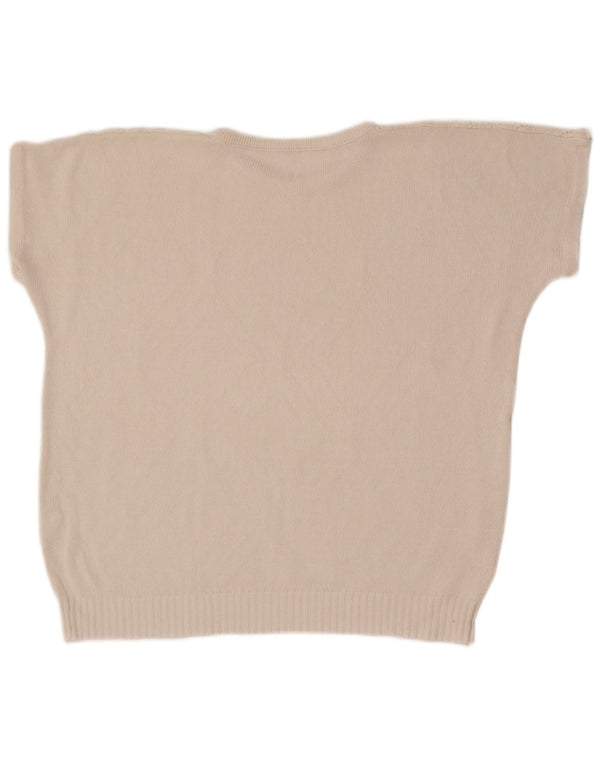 Sweter damski w stylu vintage z okrągłym dekoltem UK 14 Średni biały geometryczny