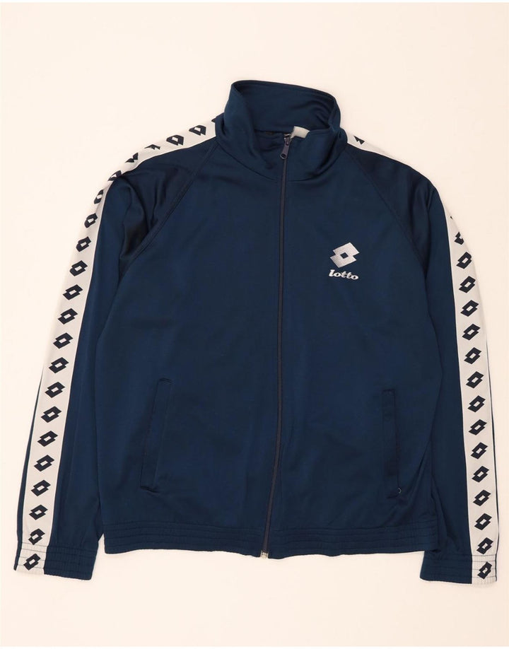 LOTTO Mens Graphic Tracksuit Top Jacket XL Navy Blue Vintage Lotto and Second-Hand Lotto from Messina Hembry 