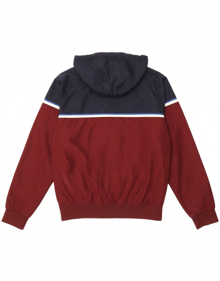 LE SHARK Mens Zip Hoodie Sweater Small Red Colourblock Polyester