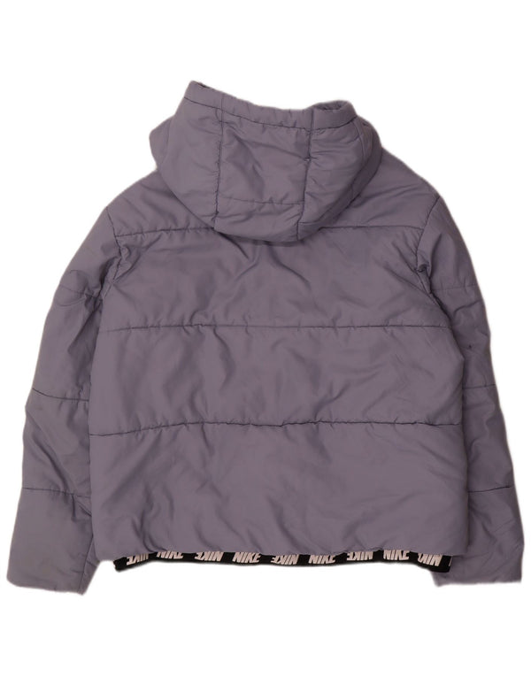 Damska wyściełana kurtka z kapturem i grafiką NIKE UK 18 XL, niebieski poliester