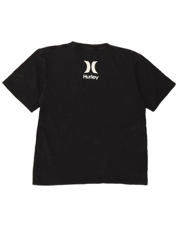 Męski T-shirt z grafiką Hurley, duży, czarny, bawełniany