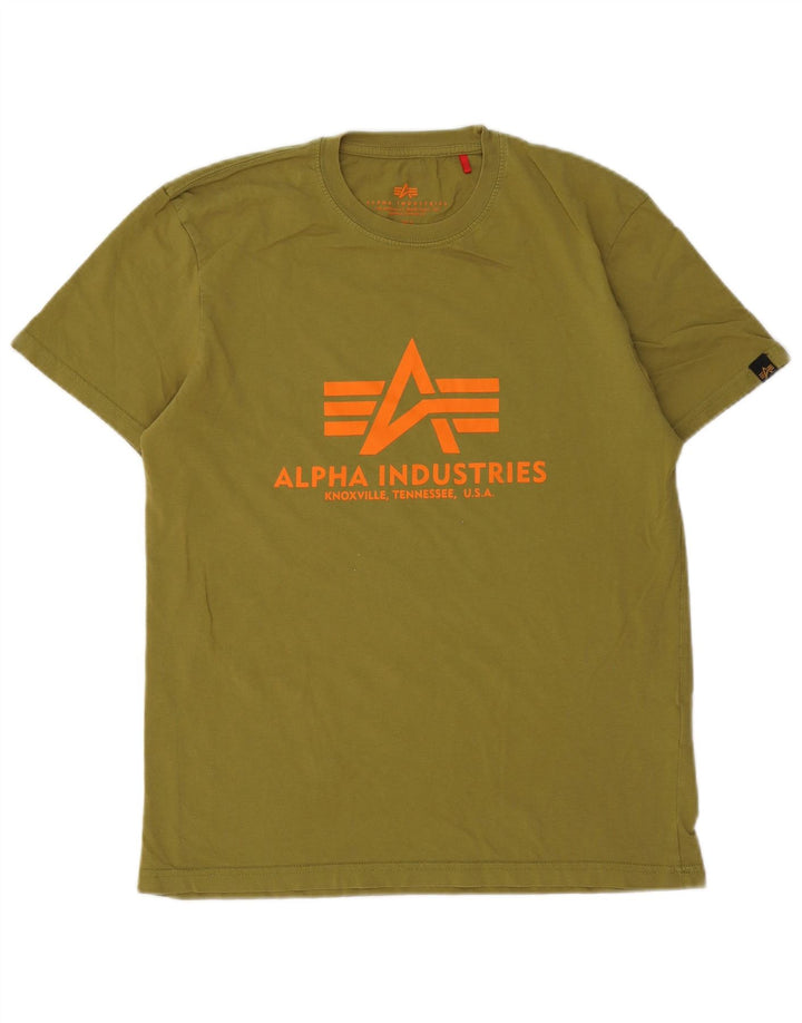 Męska koszulka z grafiką Alpha Industries, średnia, bawełniana khaki