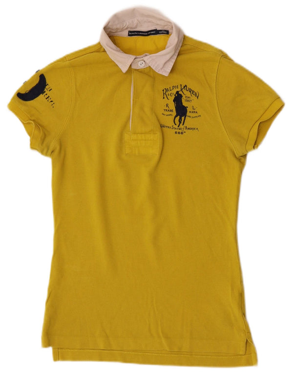 Damska koszulka polo do rugby Ralph Lauren Graphic UK 6 XS w kolorze żółtym