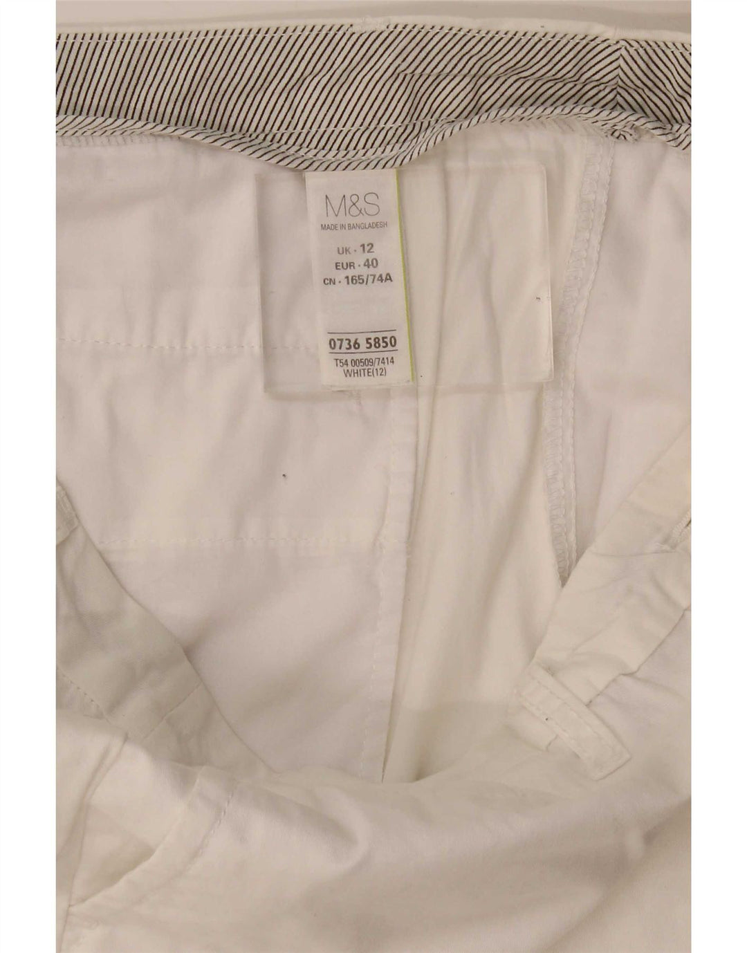 Marks & Spencer Damskie spodenki Chino UK 12 Medium W34 Biała bawełna